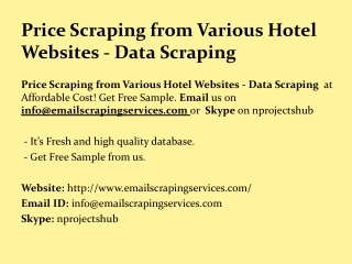 Price Scraping from Various Hotel Websites - Data Scraping