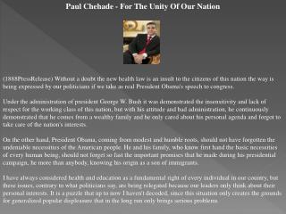 Paul Chehade - For The Unity Of Our Nation