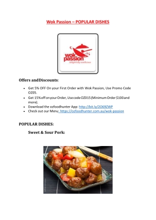 15% Off - Wok Passion-Lane Cove - Order Food Online