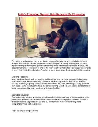India’s Education System Gets Renewed By ELearning