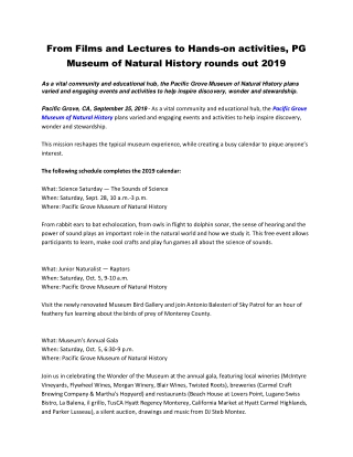 From Films and Lectures to Hands-on activities, PG Museum of Natural History rounds out 2019