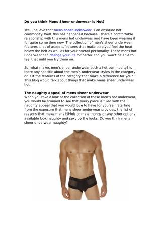 Do you think Mens Sheer underwear is Hot?