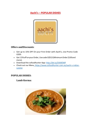 25% Off -Aachi's-Kew - Order Food Online