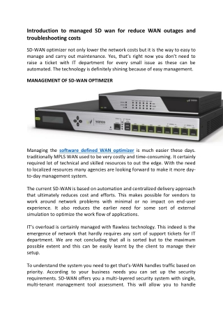 Introduction to managed SD wan for reduce WAN outages and troubleshooting costs