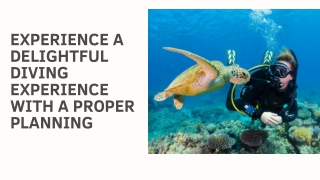 Experience a delightful diving experience with a proper planning