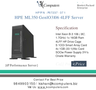 HPE ML350GEN10 3106 4LFF Server