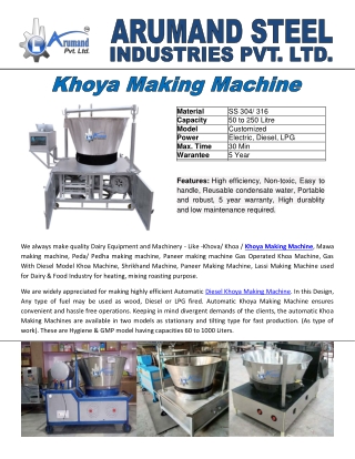 Khoya Making Machine