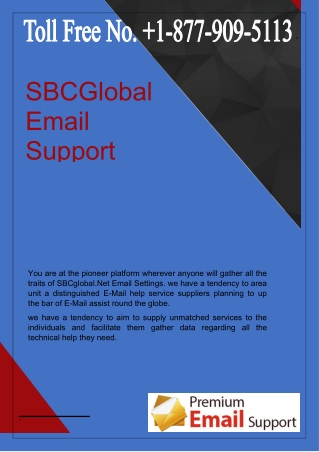 SBCGlobal Email Support Number US 1-877-909-5113