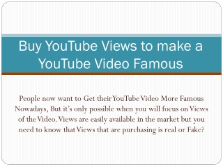 Buy YouTube Views to make a YouTube Video Famous