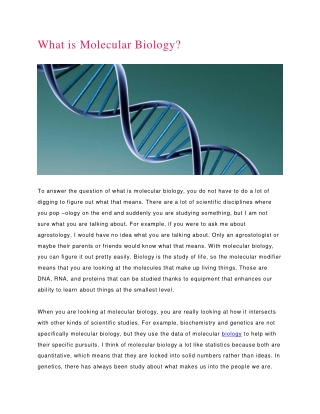 What is Molecular Biology?