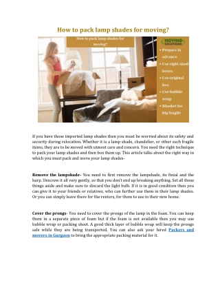 How to pack lamp shades for moving?