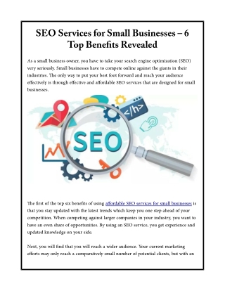 SEO Services for Small Businesses – 6 Top Benefits Revealed