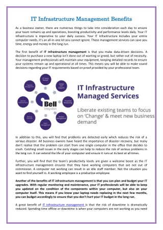 IT Infrastructure Management Benefits