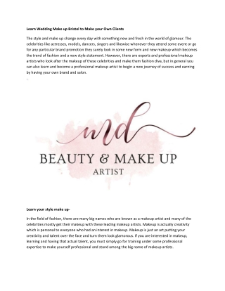 Learn Wedding Make up Bristol to Make your Own Clients