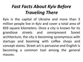 Fast Facts About Kyiv Before Traveling There