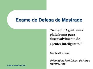 Exame de Defesa de Mestrado