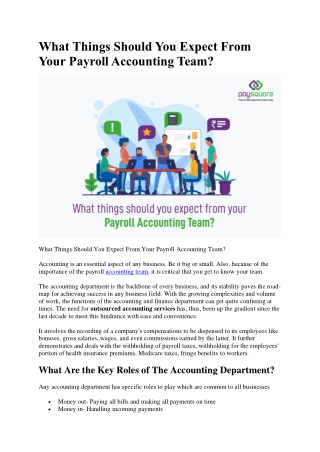What Things Should You Expect From Your Payroll Accounting Team?