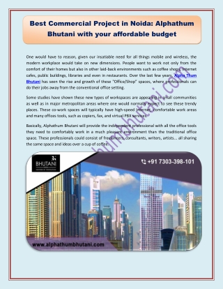 Best Commercial Project in Noida: Alphathum Bhutani with your affordable budget