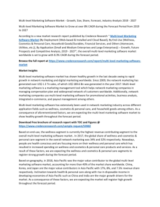Multi-level Marketing Software Market to Grow at over 8% CAGR during the Forecast Period from 2019 to 2027