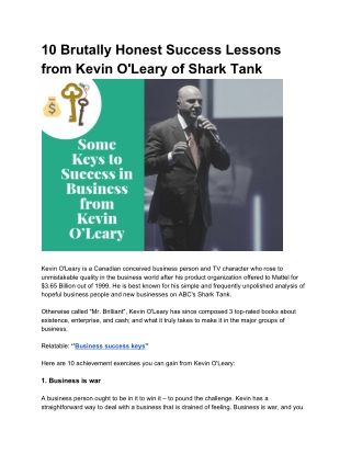 10 Brutally Honest Success Lessons from Kevin O'Leary of Shark Tank