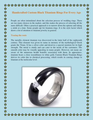 Handcrafted Custom Black Titanium Rings For Every Age