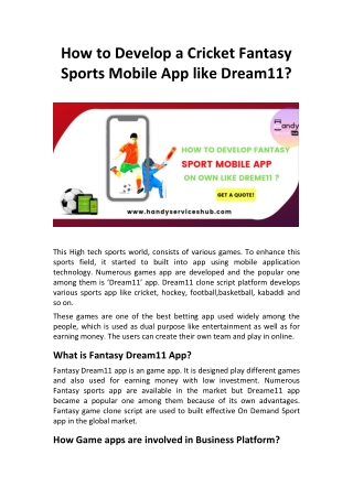 Fantasy Game App Development