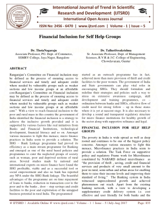 Financial Inclusion for Self Help Groups