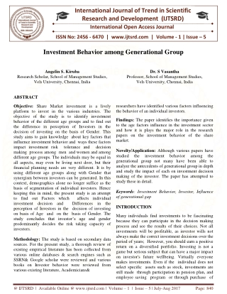 Investment Behavior Among Generational Group