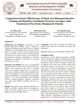 Comparison between Effectiveness of Hand Arm Bimanual Intensive Training and Repetitive Facilitation Exercises on Upper