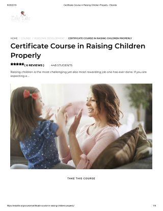 Certificate Course in Raising Children Properly - Edukite