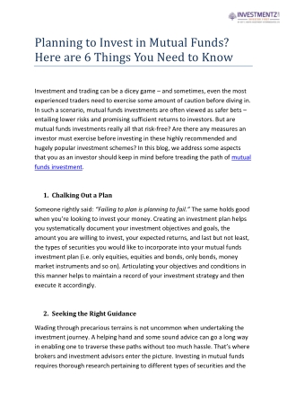 Planning to Invest in Mutual Funds? Here are 6 Things You Need to Know