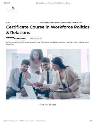 Certificate Course in Workforce Politics & Relations - Edukite