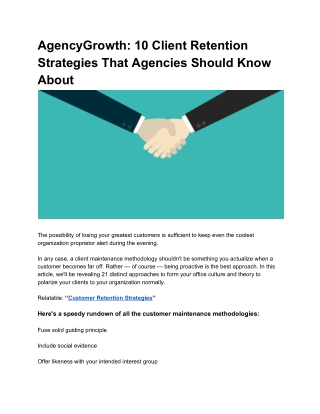 AgencyGrowth: 10 Client Retention Strategies That Agencies Should Know About