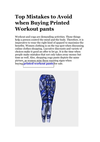 Buying Printed Workout pants