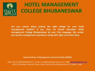 Hotel Management College Bhubaneswar