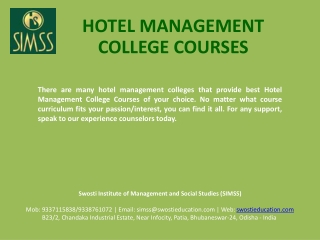 Hotel Management College Courses