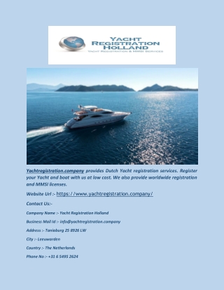 Dutch Registry - Yachtregistration.company