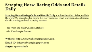 Scraping Horse Racing Odds and Details Daily