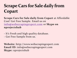 Scrape Cars for Sale daily from Copart