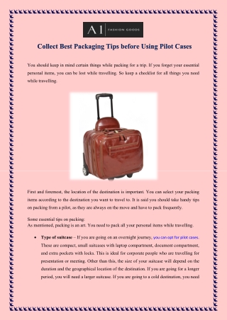 Collect Best Packaging Tips before Using Pilot Cases