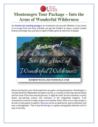 Montenegro Tour Package - Into the Arms of Wonderful Wilderness
