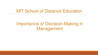 Importance of Decision-Making in Management - MIT School of Distance Education
