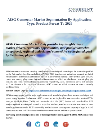 AISG Connector Market New Research Explores Size and Competitive Status