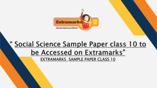 Social Science Sample Paper class 10 to be Accessed on Extramarks.