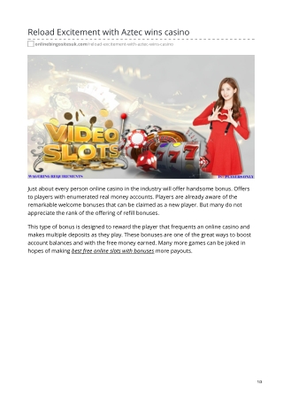 Reload Excitement with Aztec wins casino
