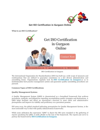 Get ISO Certification in Gurgaon Online