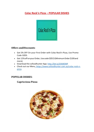 15% Off - Colac Rock'n Pizza-Colac - Order Food Online