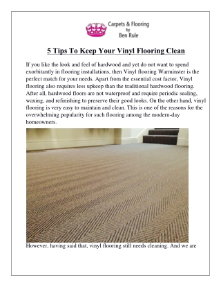 5 Tips To Keep Your Vinyl Flooring Clean