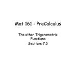 Mat 161 - PreCalculus