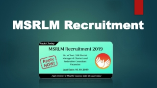 MSRLM Recruitment 2019 | Apply for 288 District Manager & Other Posts